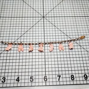 Bracelet VTG Pink Plastic Charm Link Chair Key Shoe Bed Novelty Mid Century Doll
